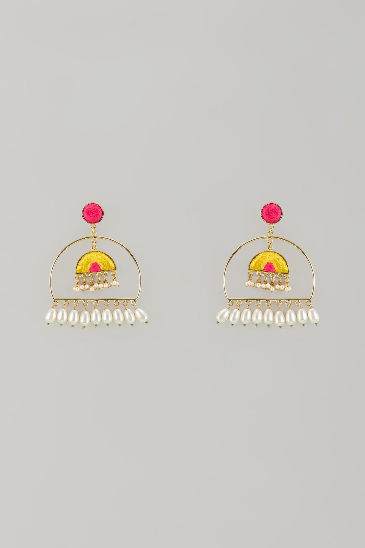 Gold Plated Multi-Colored Enameled Dangler Earrings