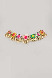 Gold Plated Multi-Colored Enameled Choker Necklace