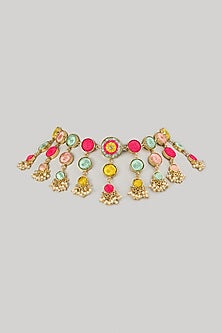 Gold Plated Multi-Colored Floral Enameled Cascade Necklace