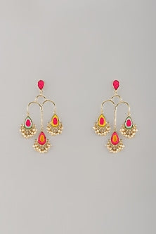 Matte Gold Finish Embellished Dangler Earrings