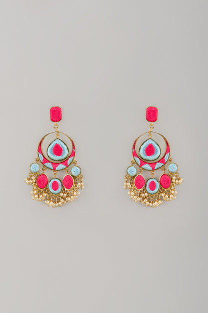 Gold Finish Silk Thread Embellished Dangler Earrings