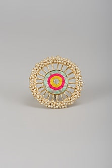 Gold Finish Multi-Colored Enameled Ring