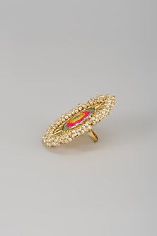 Gold Finish Multi-Colored Enameled Ring