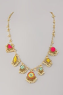 Gold Finish Embroidered Necklace