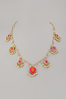 Gold Finish Embroidered Necklace