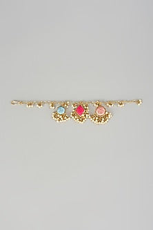 Matte Gold Finish Pearl & Silk Thread Embroidered Bracelet