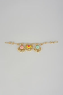 Matte Gold Finish Pearl & Silk Thread Embroidered Bracelet