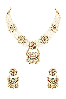 Gold Plated Beaded Choker Necklace Set