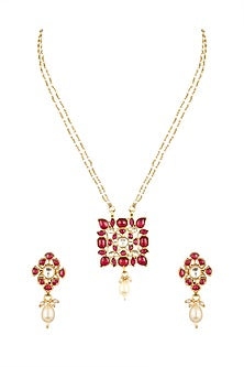 Gold Plated Pearl Pendant Chain Set