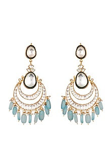 Gold Plated Blue Enameled Earrings