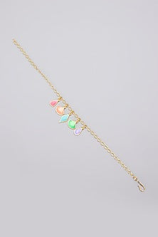Gold Plated Pearl Embellished Enameled Bracelet