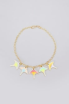 Gold Plated Pearl Multi-Colored Enameled Bracelet