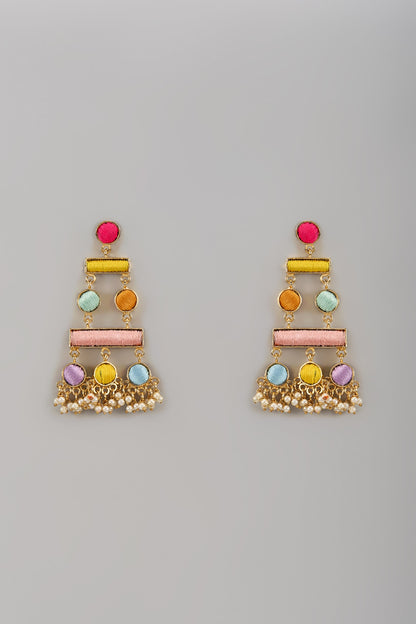 Matte Gold Finish Silk Thread Embellished Dangler Earrings