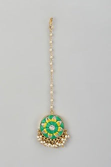 Gold Finish Silk Thread & Pearl Embellished Maangtikka