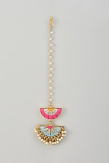 Gold Finish Silk Thread & Pearl Embellished Maangtikka