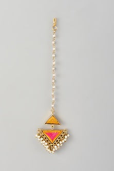 Gold Finish Silk Thread & Pearl Embellished Maangtikka
