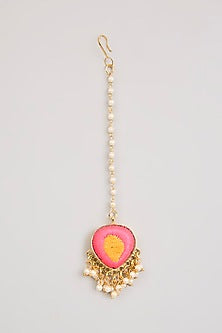 Gold Finish Silk Thread & Pearl Embellished Maangtikka