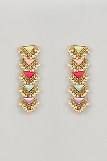 Matte Gold Finish Multi-Colored Embroidered Necklace Set