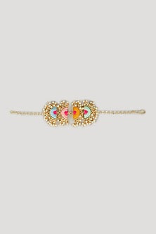Matte Gold Finish Embroidered Layered Necklace Set