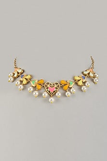 Gold Plated Enameled Necklace