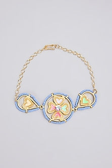 Gold Plated Pearl Enameled Bracelet