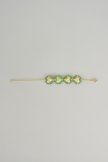 Gold Plated Coral Enameled Cuff