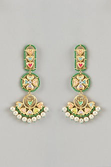 Gold Plated Swarovski Enameled Dangler Earrings