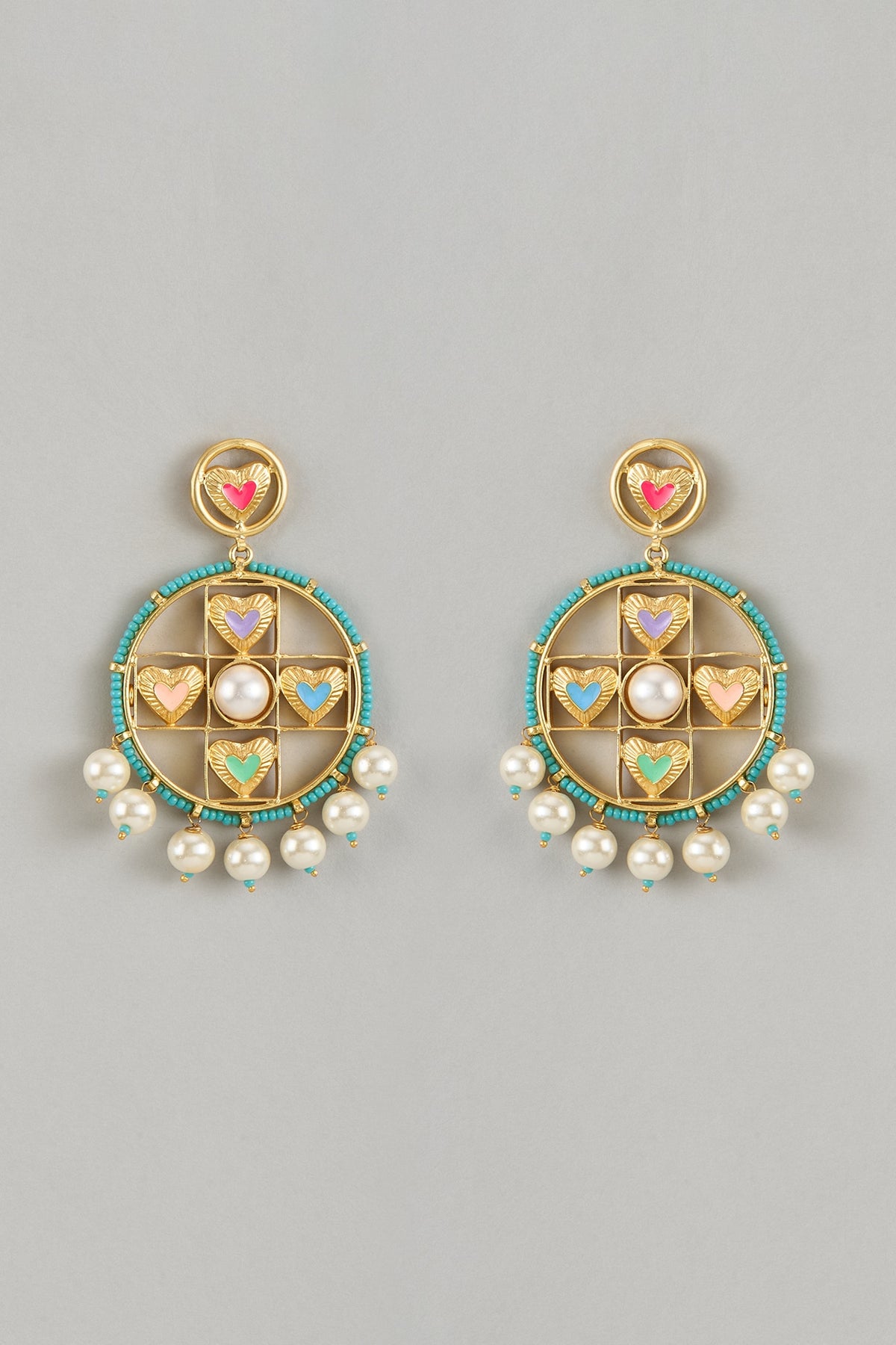 Gold Finish Swarovski Enameled Dangler Earrings