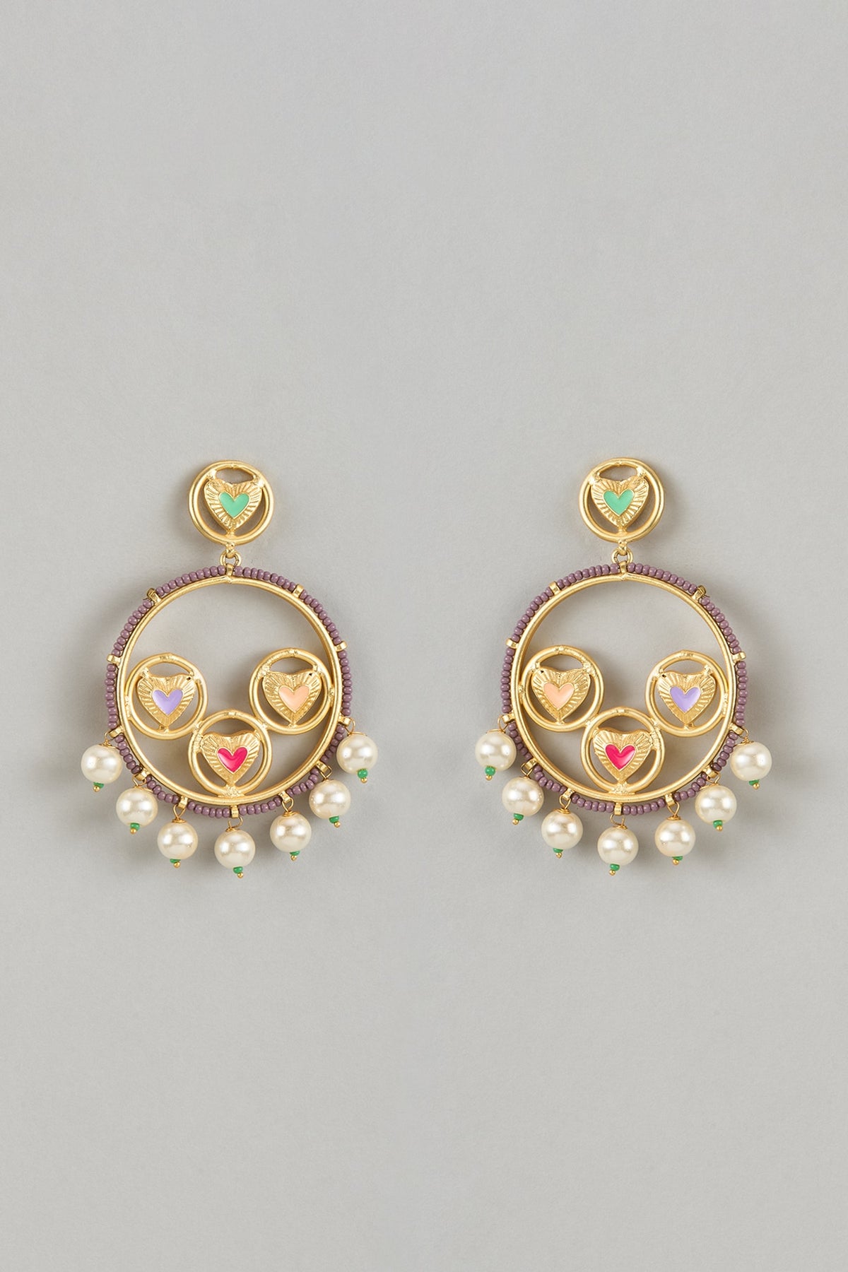 Gold Finish Swarovski Enameled Dangler Earrings