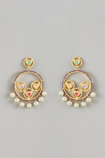 Gold Finish Swarovski Enameled Dangler Earrings