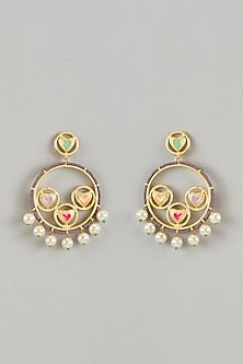 Gold Finish Swarovski Enameled Dangler Earrings