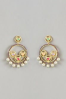 Gold Finish Swarovski Enameled Dangler Earrings