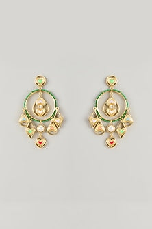 Gold Plated Multi-Colored Swarovski Crystal Enameled Dangler Earrings