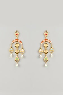 Gold Plated Enameled Handcrafted Dangler Earrings