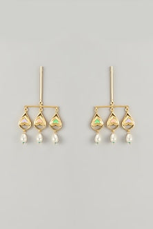 Gold Plated Pastel Enameled Dangler Earrings