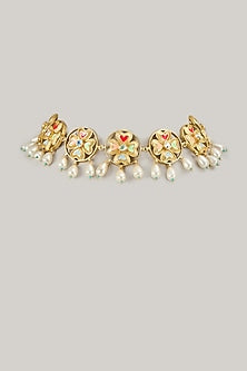 Gold Plated Swarovski Crystal Coral Enamel Necklace