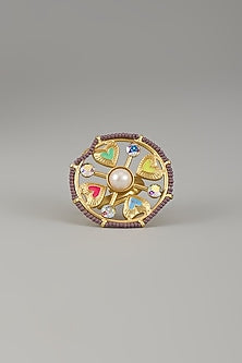 Gold Finish Swarovski Enameled Ring