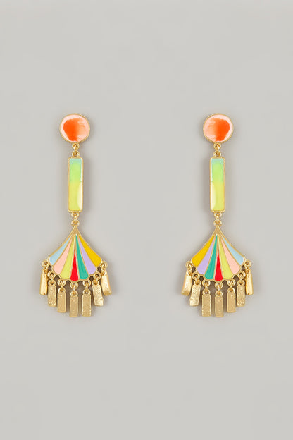 Gold Plated Pearl Rose Pink Enameled Jhumka Earrings
