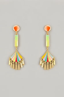 Gold Plated Pearl Rose Pink Enameled Jhumka Earrings
