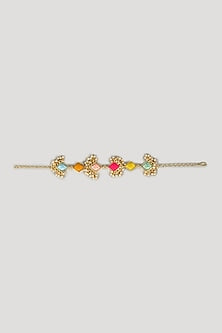 Matte Gold Finish Silk Thread Embroidered & Pearl Bracelet