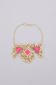 Gold Plated Pearl & Silk Thread Embroidered Bracelet