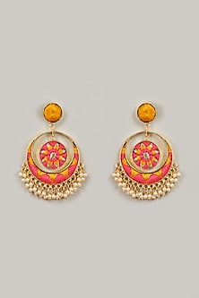 Gold Finish Geometric Chandbali Earrings