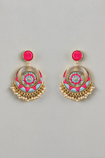 Gold Plated Multi-Colored Enameled Chandbali Earrings