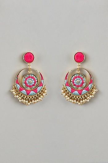 Gold Plated Multi-Colored Enameled Chandbali Earrings