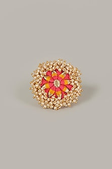 Gold Finish Embroidered Ring