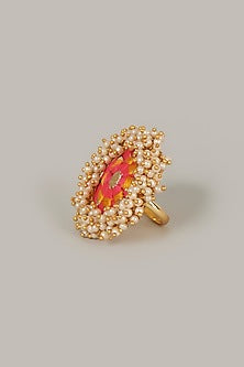 Gold Finish Embroidered Ring