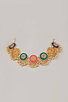 Gold Finish Embroidered Necklace