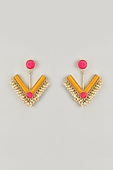 Gold Plated Pastel Enameled Jhumka Earrings