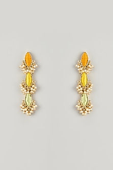 Gold Plated Multi-Colored Enameled Dangler Earrings