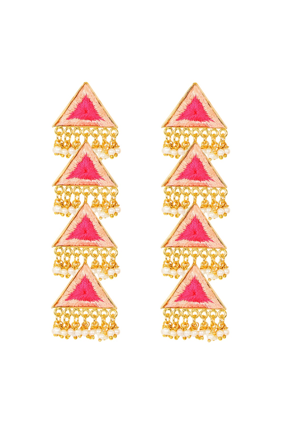 Matt Gold Finish Triangle Earrings